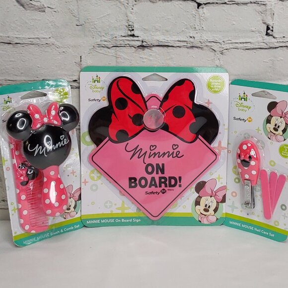 SAFETY 1ST MINNIE MOUSE BRUSH, COMB, NAIL CLIPPERS, FILES, & CAR SIGN - Picture 5 of 16